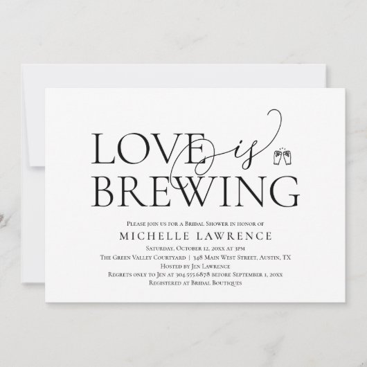 Classy Beer Party Bridal Shower, Love is brewing 招待状 (正面)
