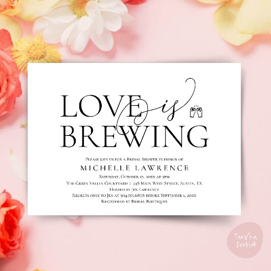 Classy Beer Party Bridal Shower, Love is brewing 招待状
