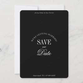 Classy Black and White Elegant Save the Date Card セーブザデート
