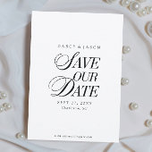 Classy Black and White Elegant Save the Date Card セーブザデート