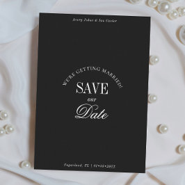 Classy Black and White Elegant Save the Date Card セーブザデート