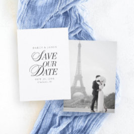 Classy Black and White Elegant Save the Date Card セーブザデート