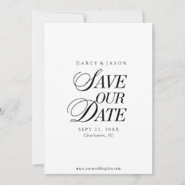 Classy Black and White Elegant Save the Date Card セーブザデート