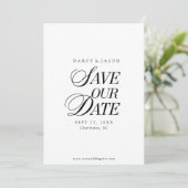 Classy Black and White Elegant Save the Date Card セーブザデート (スタンド正面)