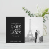 Classy Black and White Elegant Save the Date Card セーブザデート (スタンド正面)
