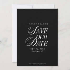 Classy Black and White Elegant Save the Date Card セーブザデート