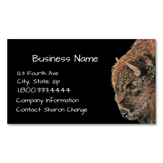 Classy Black Bison, Buffalo Business Card マグネット名刺 (正面)