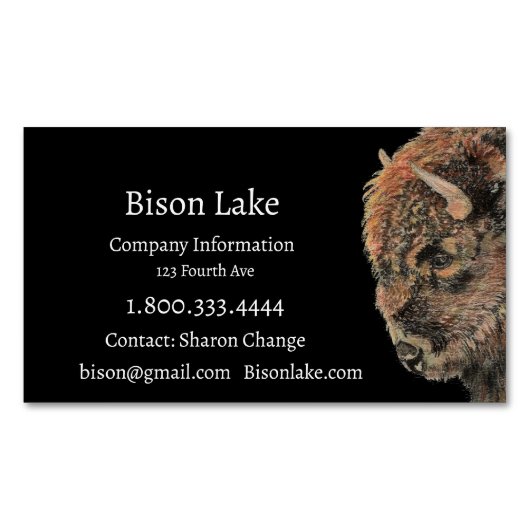 Classy Black Bison, Buffalo Business Card マグネット名刺 (正面)