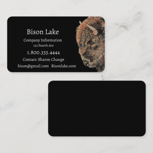 Classy Black Bison, Buffalo Business Card 名刺 (正面/裏面)