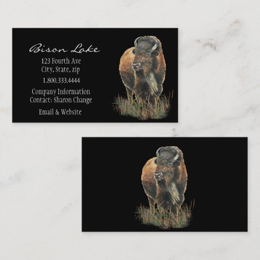 Classy Black Bison, Buffalo Business Card 名刺 (正面/裏面)