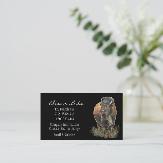 Classy Black Bison, Buffalo Business Card 名刺 (スタンド正面)
