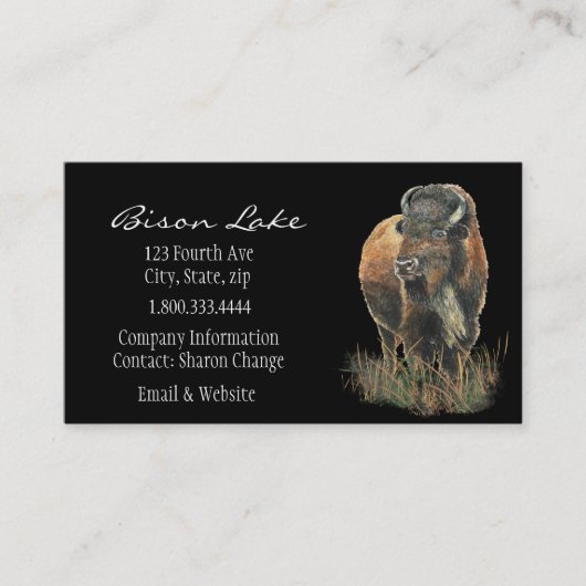 Classy Black Bison, Buffalo Business Card 名刺 (正面)