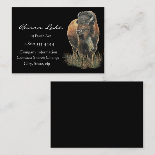 Classy Black Bison, Buffalo Business Card 名刺 (正面/裏面)