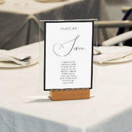 Classy Black Border Script Wedding Seating Chart テーブルナンバー