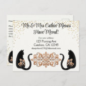 Classy Black Cat、引っ越しました、新しいアドレス ポストカード (正面/裏面)