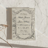 Classy Black Cream Floral Boho All In One Wedding 招待状