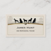 Classy Black Gold Dog Trainer Puppy Business Card 名刺 (正面)