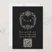 Classy Black Ivory Old Money Retro QR Code Wedding 招待状 (裏面)
