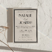 Classy Black Ivory Old Money Retro QR Code Wedding 招待状