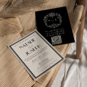 Classy Black Ivory Old Money Retro QR Code Wedding 招待状