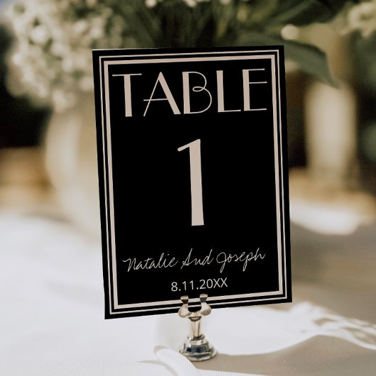 Classy Black Ivory Old Money Wedding Table Number 招待状