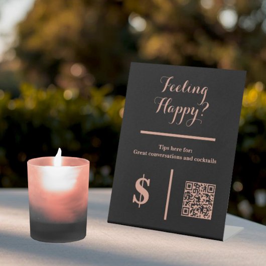 Classy Black Tip Your Bartender QR Code  台座サイン
