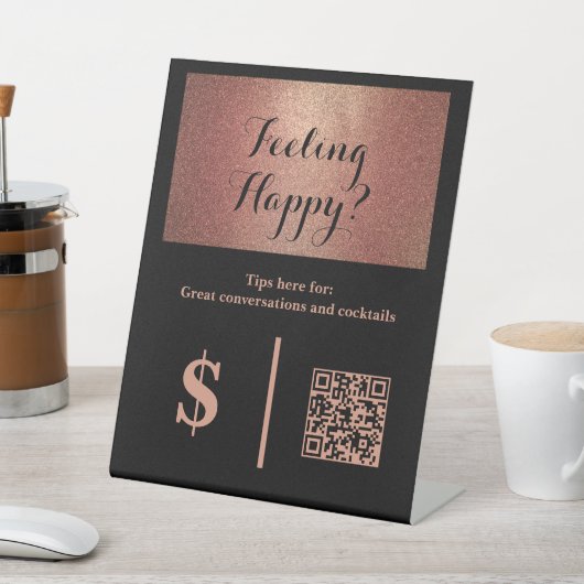 Classy Black Tip Your Bartender QR Code  台座サイン (インサイチュ)