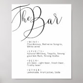 Classy Black white Calligraphy wedding bar menu ポスター (正面)
