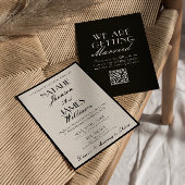 Classy Black White Old Money Fancy QR Code Wedding 招待状