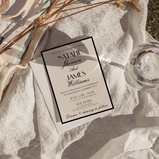 Classy Black White Old Money Luxury Fancy Wedding 招待状