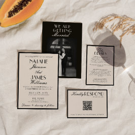 Classy Black White Old Money Luxury Wedding 招待状
