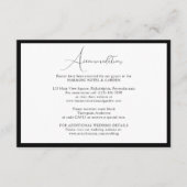 Classy Black & White Script Wedding Accommodations エンクロージャーカード (正面)