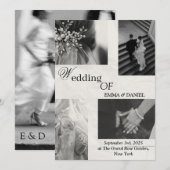 Classy Black & White Wedding Invitation 招待状 (正面/裏面)