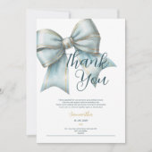 classy blue bow bridal shower thank you card 招待状 (正面)
