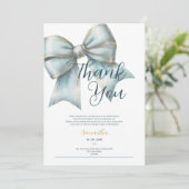 classy blue bow bridal shower thank you card 招待状 (スタンド正面)