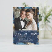 Classy Blue Calla Lilies Charm Rustic Wedding セーブザデート (スタンド正面)