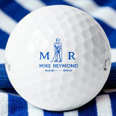 Classy Blue Golfer Monogrammed ゴルフボール