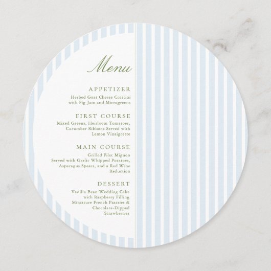 Classy Blue Stripes Half Circle  メニュー (裏面)