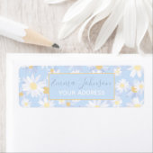 Classy Blue White Daisy Flowers ラベル (インサイチュ)