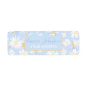 Classy Blue White Daisy Flowers ラベル (正面)