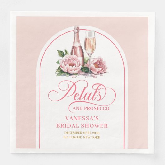 Classy Blush Petals and Prosecco Bridal Napkins (正面)