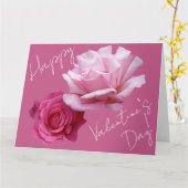 Classy boho floral pink rose Valentine love trendy カード (黄色い花)