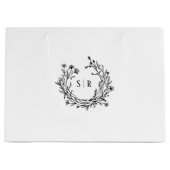 Classy Botanical Monogram Wedding Welcome Guest ラージペーパーバッグ (正面)