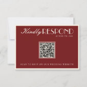 Classy Burgundy Cream Old Money QR Code Wedding 出欠カード (正面)