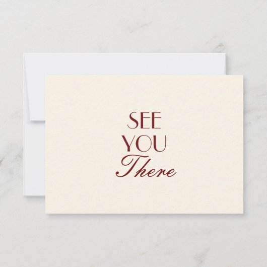 Classy Burgundy Cream Old Money QR Code Wedding 出欠カード (裏面)