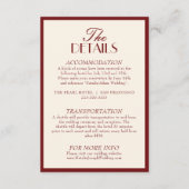 Classy Burgundy Cream Old Money Wedding Details エンクロージャーカード (正面)