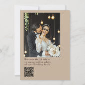 Classy Burgundy Gold QR Code Photo Retro Wedding 招待状 (裏面)