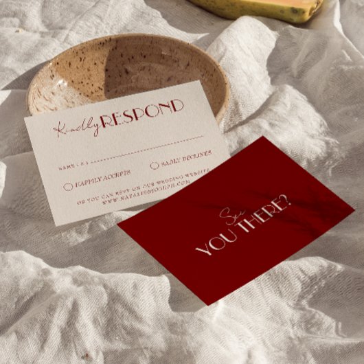 Classy Burgundy Ivory Old Money Timeless Wedding 出欠カード