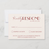 Classy Burgundy Ivory Old Money Timeless Wedding 出欠カード (正面)