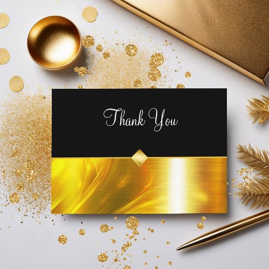 Classy Business Thank You Card Gold Tone サンキューカード